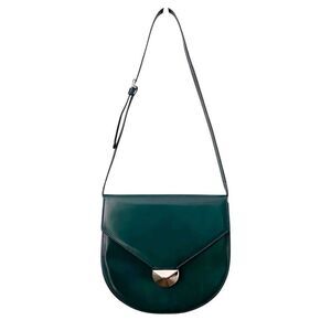 Desmo Made in Italy Elegant Green Leather Shoulder Bag